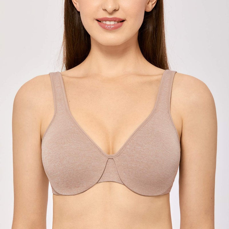 DELIMIRA Women's Minimizer Seamless Full Coverage Underwire Non Padded Bra Cameo Heather 34D - Image 3